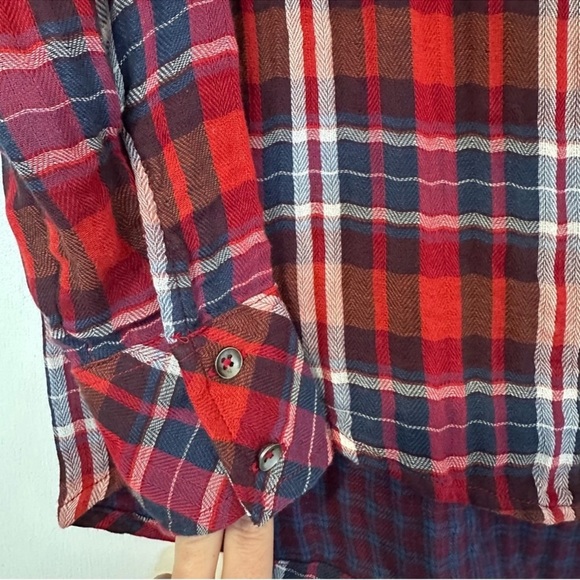 Free People Magical Plaid Floral Embroidered Button Down Shirt Womens XS - Picture 4 of 7